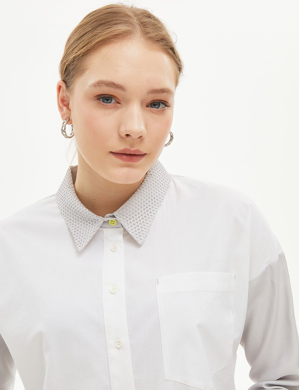 KYR Shirt Collar Pieced Tunic White