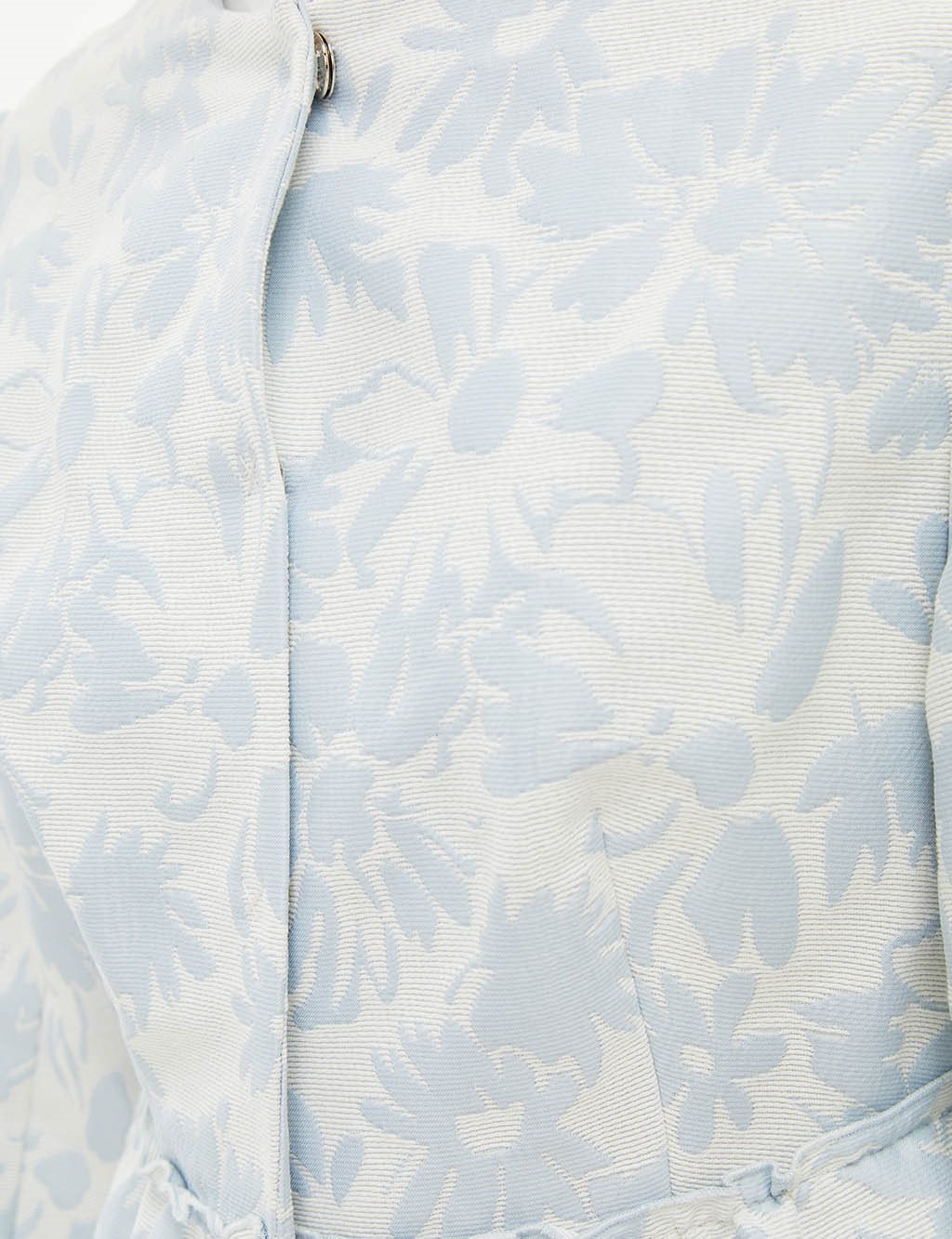 Floral Patterned Brocade Jacket Ecru-Light Blue