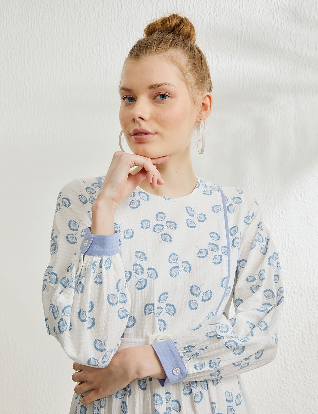 12849 Ecru Floral Dress