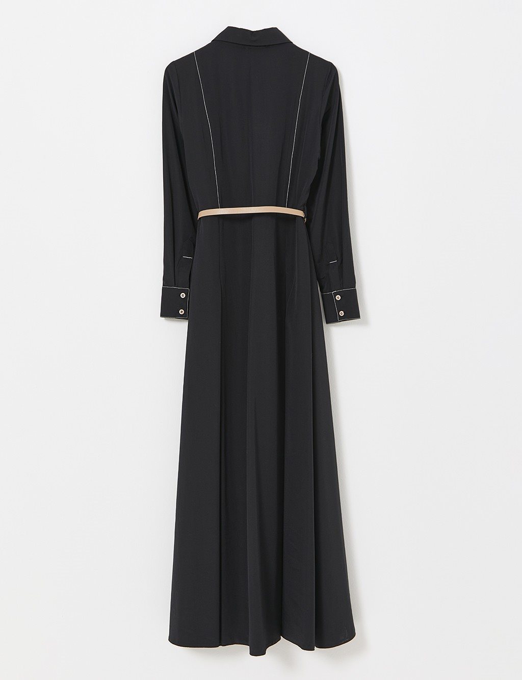 Double Pocket Wide Pleated Dress Black