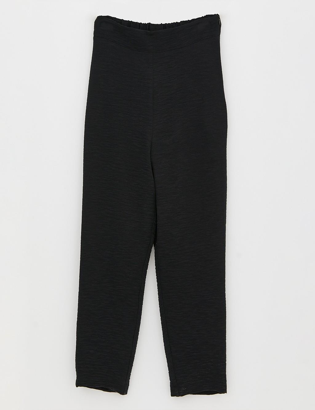 Elastic Waist Knitted Pants Black
