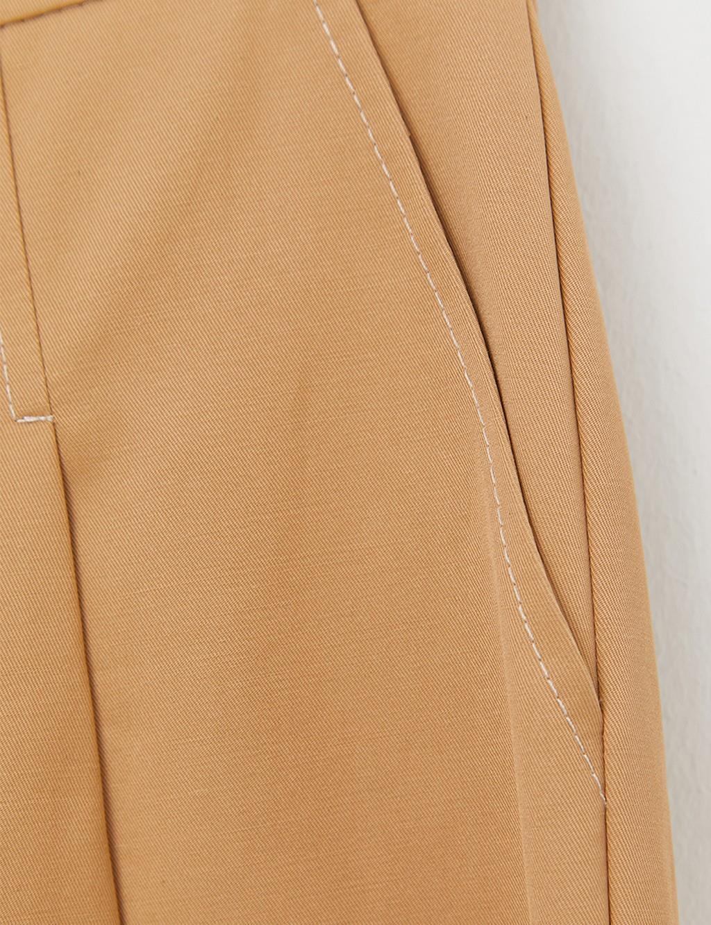 Pleated Wide Leg Pants Beige