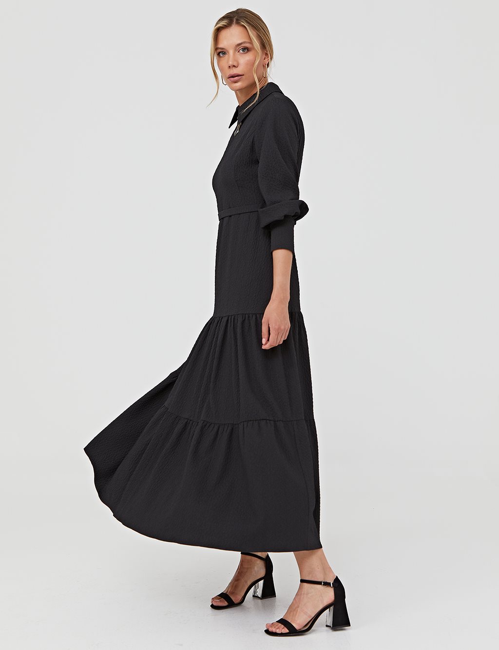 Skirt Part Brooch Dress Black
