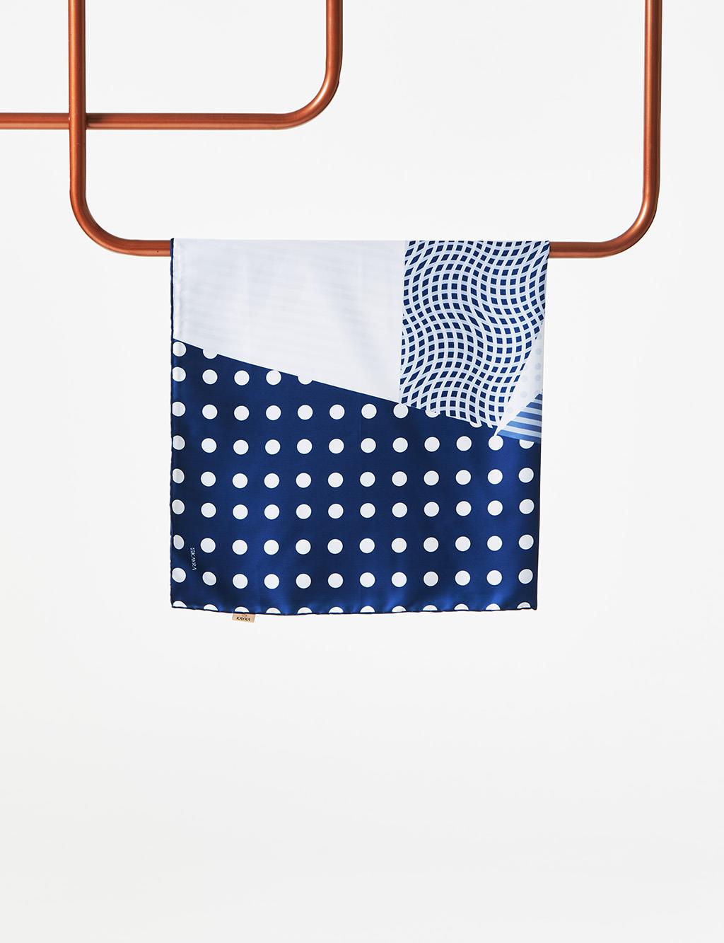Geometric Patterned PES Scarf Navy