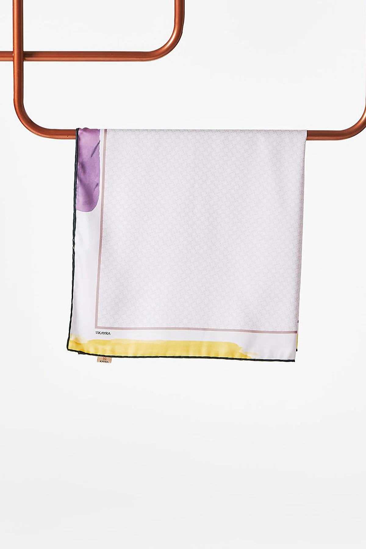 Çerçevesi Soyut Desenli Monogram Eşarp Açık Lila