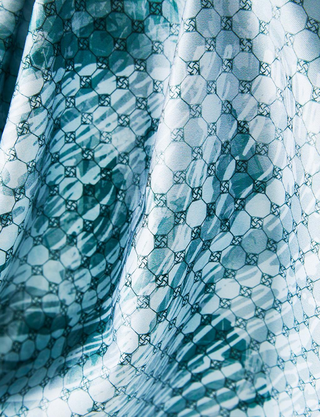 Abstract Pattern Monogram Scarf Mint