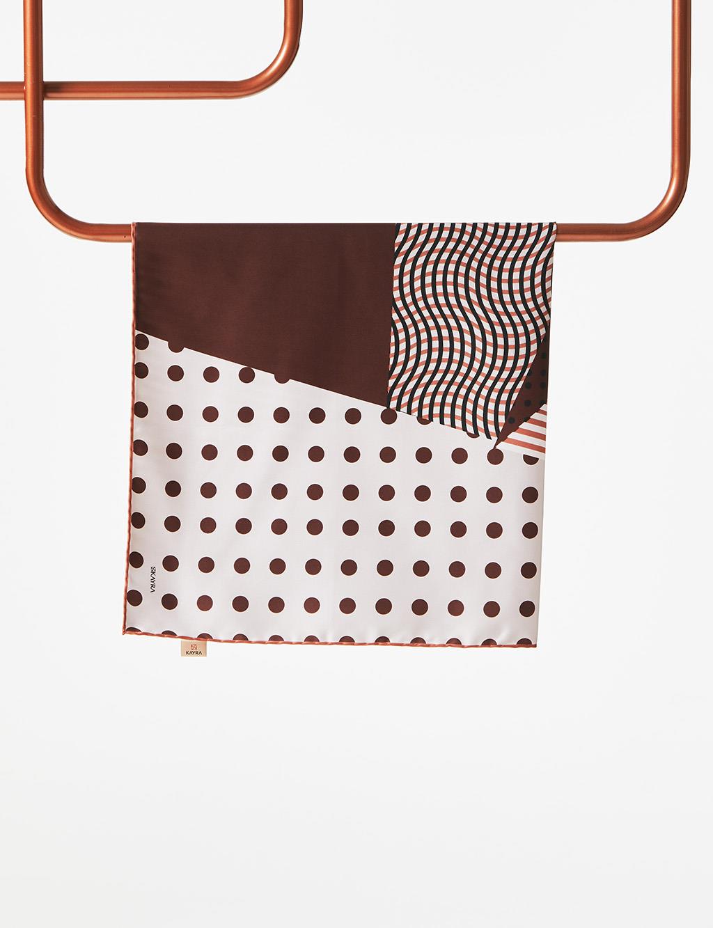 Geometric Patterned PES Scarf Brown