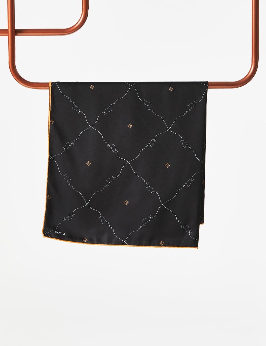 Signature Figured Monogram PES Scarf Black-Tobacco