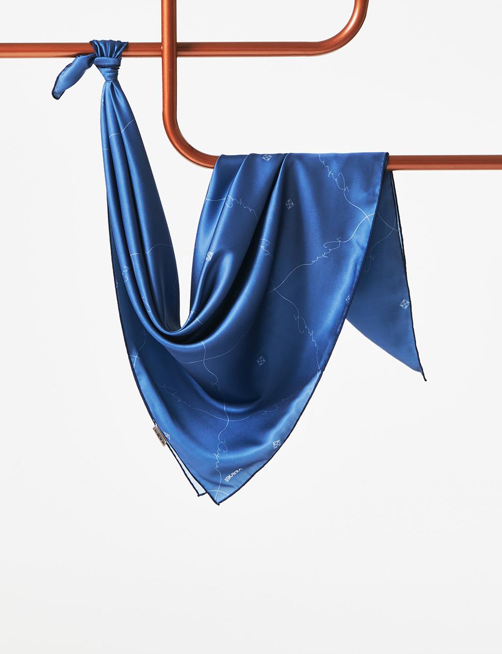Signature Figured Monogram PES Scarf Blue