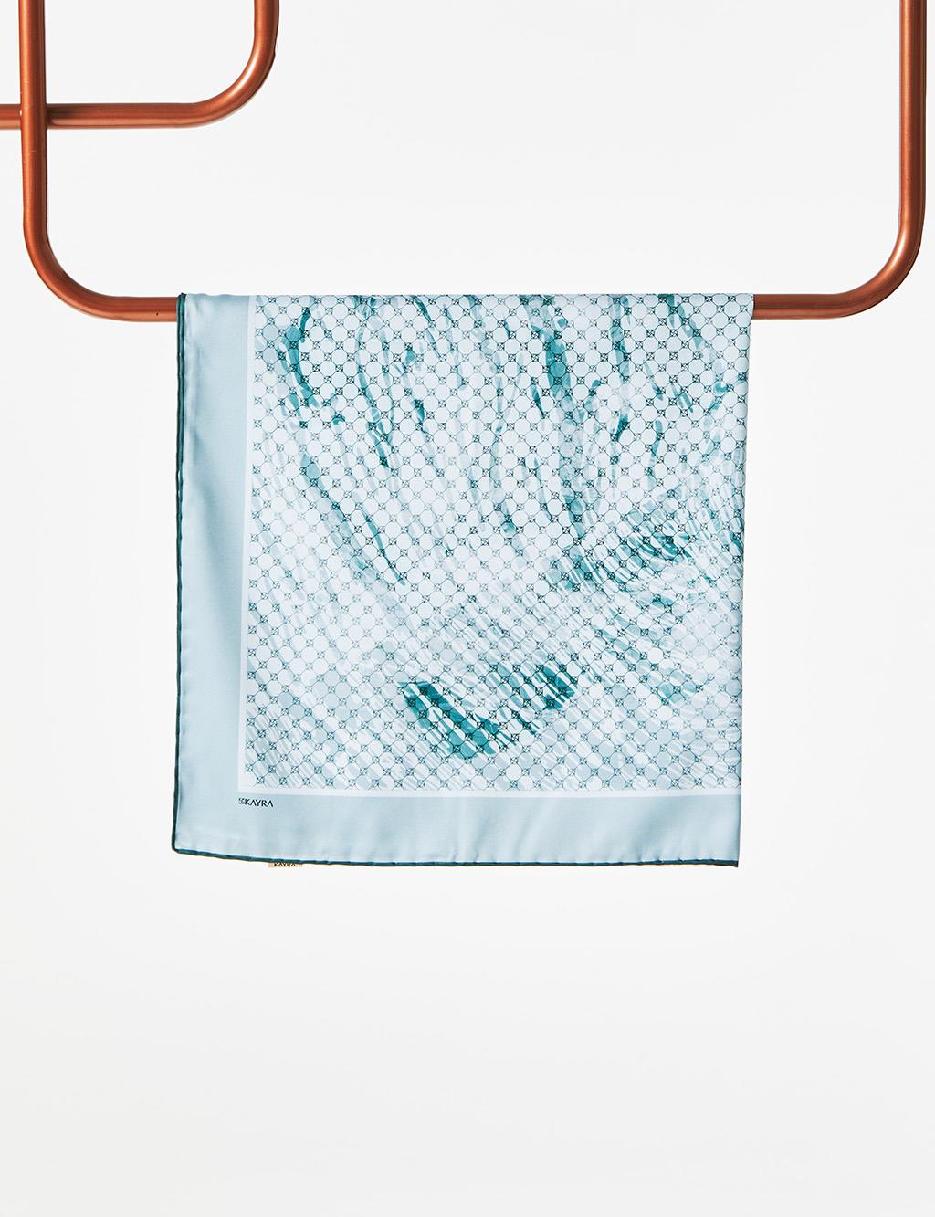 Abstract Pattern Monogram Scarf Mint