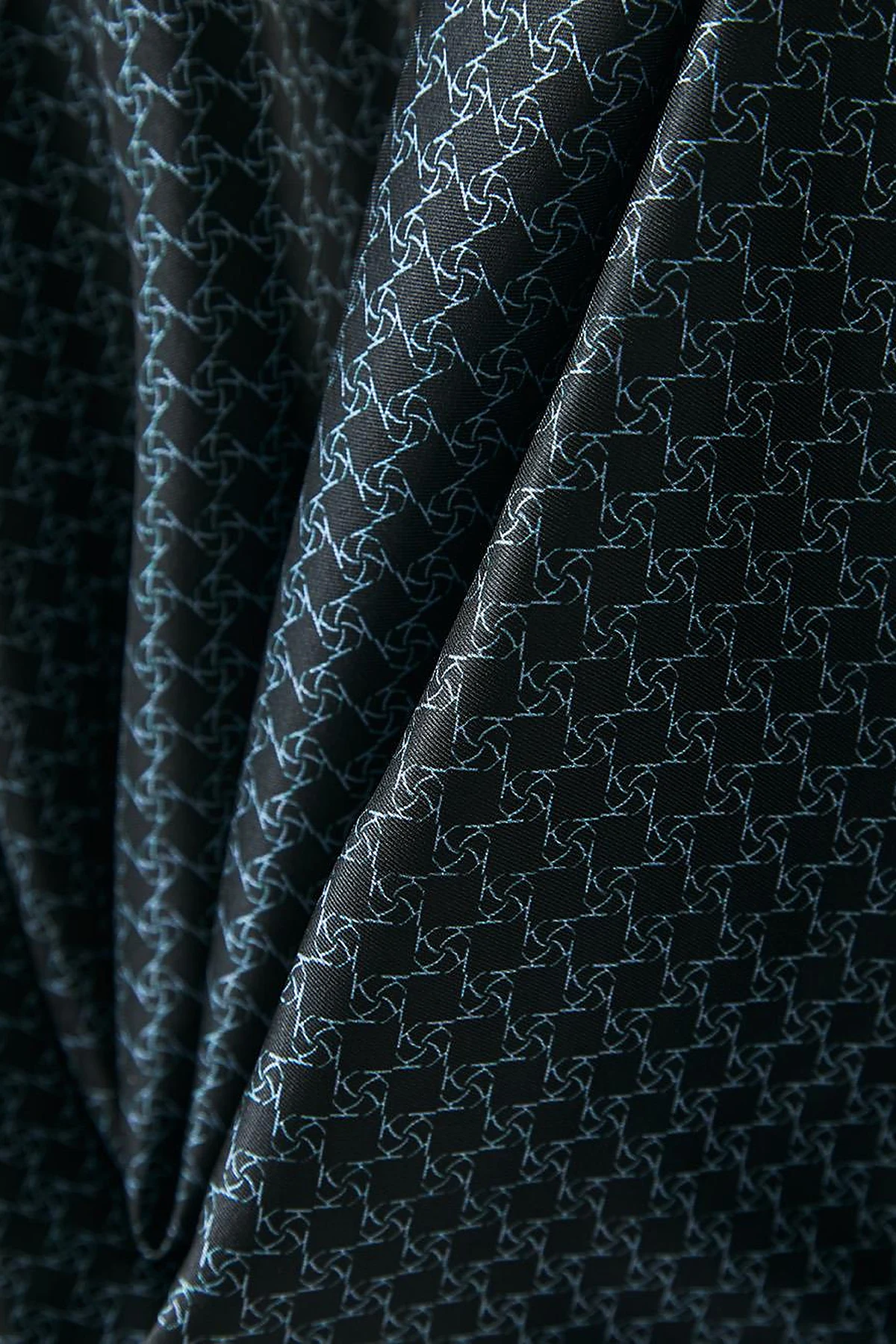 Framed Abstract Pattern Monogram Scarf Black