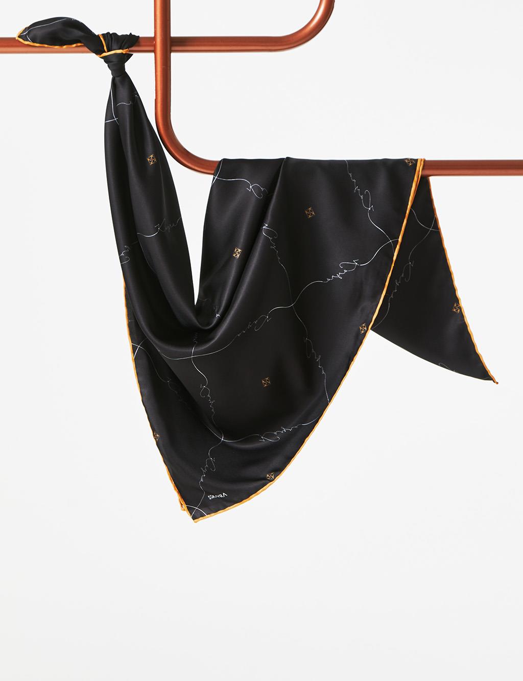 Signature Figured Monogram PES Scarf Black-Tobacco