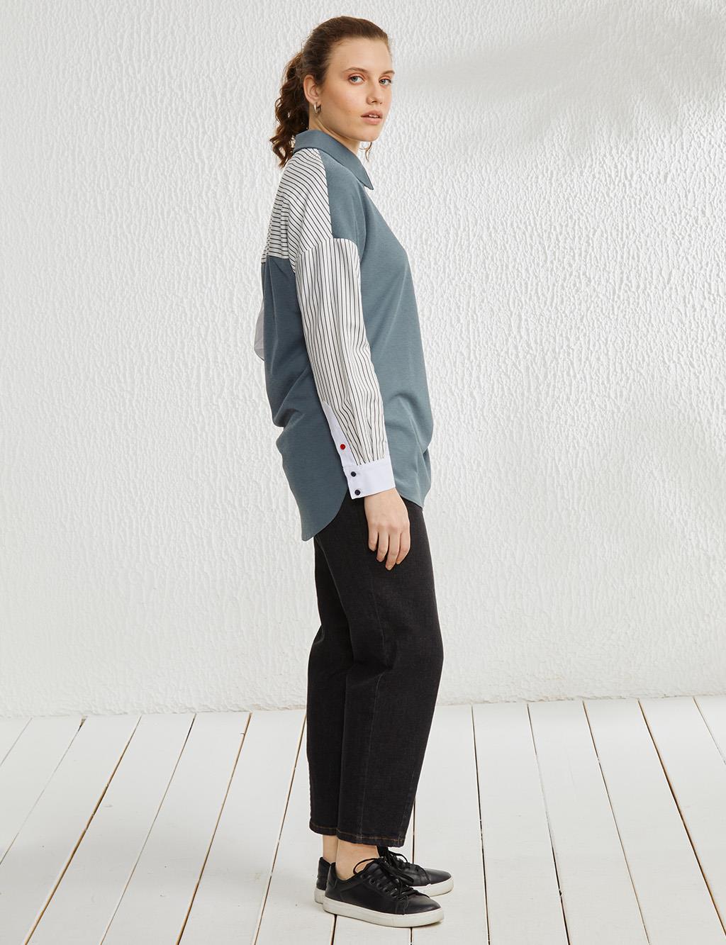 Pieced Low Sleeve Tunic Petrol