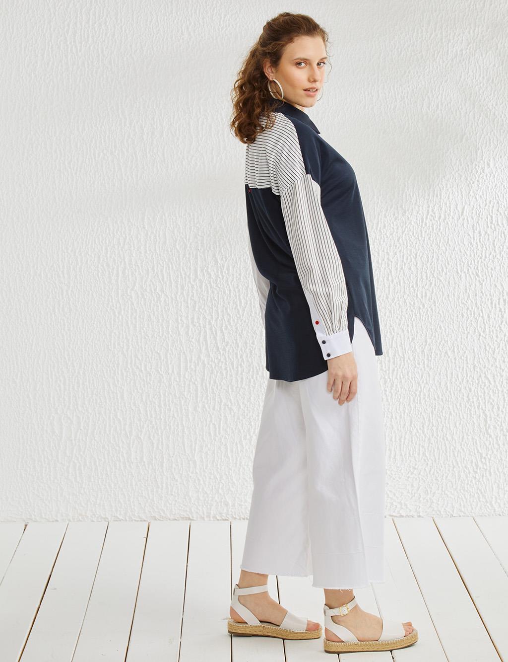 Pieced Low Sleeve Tunic Navy