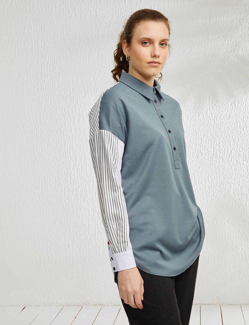 Pieced Low Sleeve Tunic Petrol