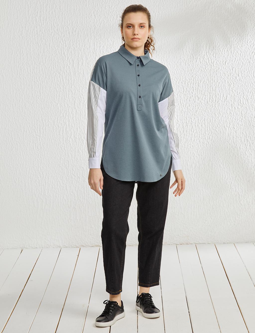 Pieced Low Sleeve Tunic Petrol