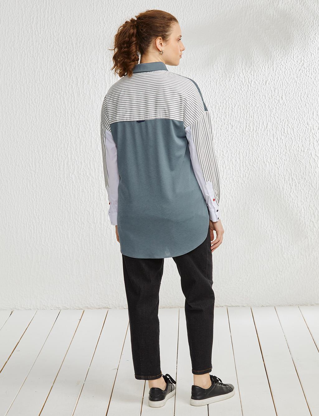 Pieced Low Sleeve Tunic Petrol