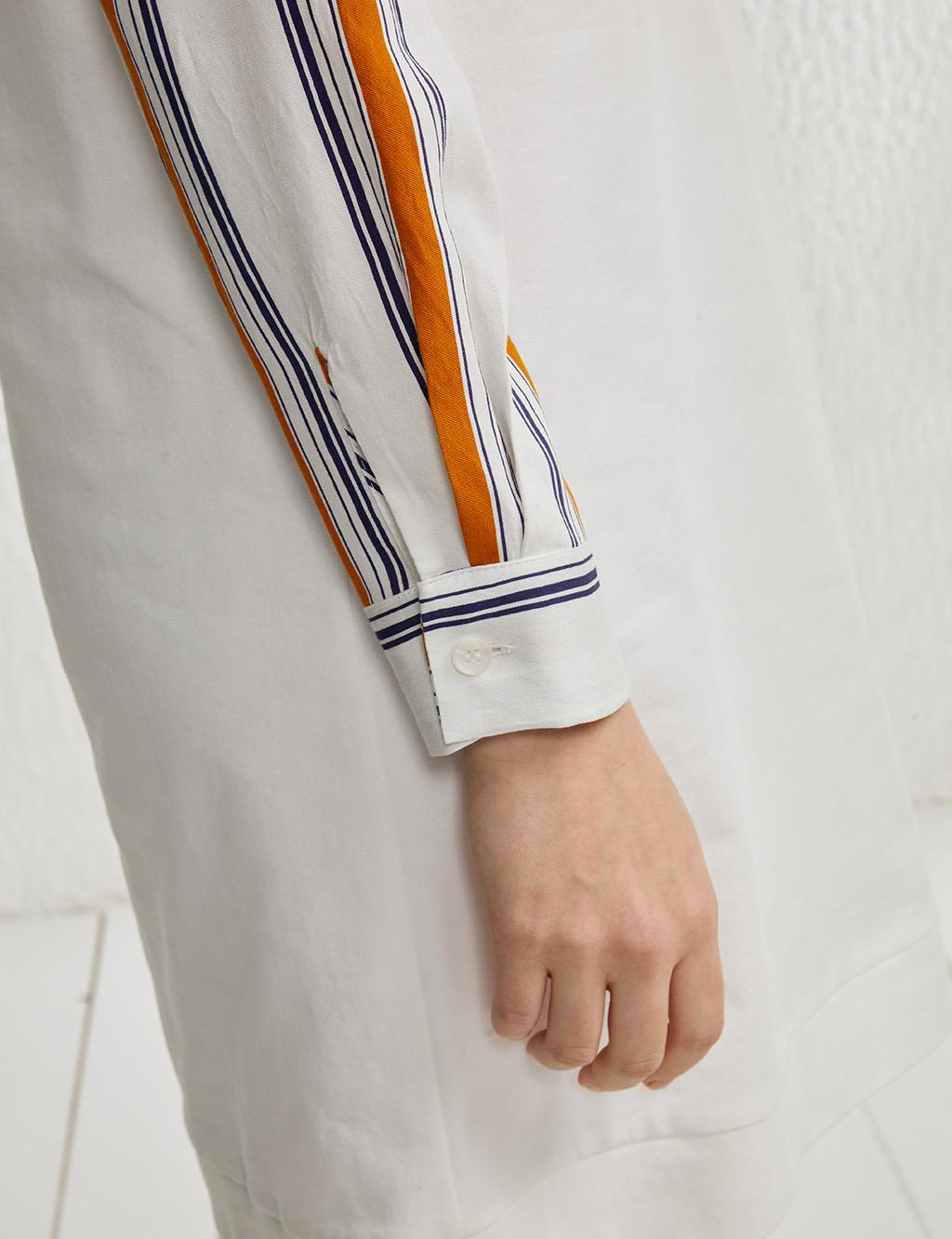 KYR Sleeve Striped Long Tunic Ecru
