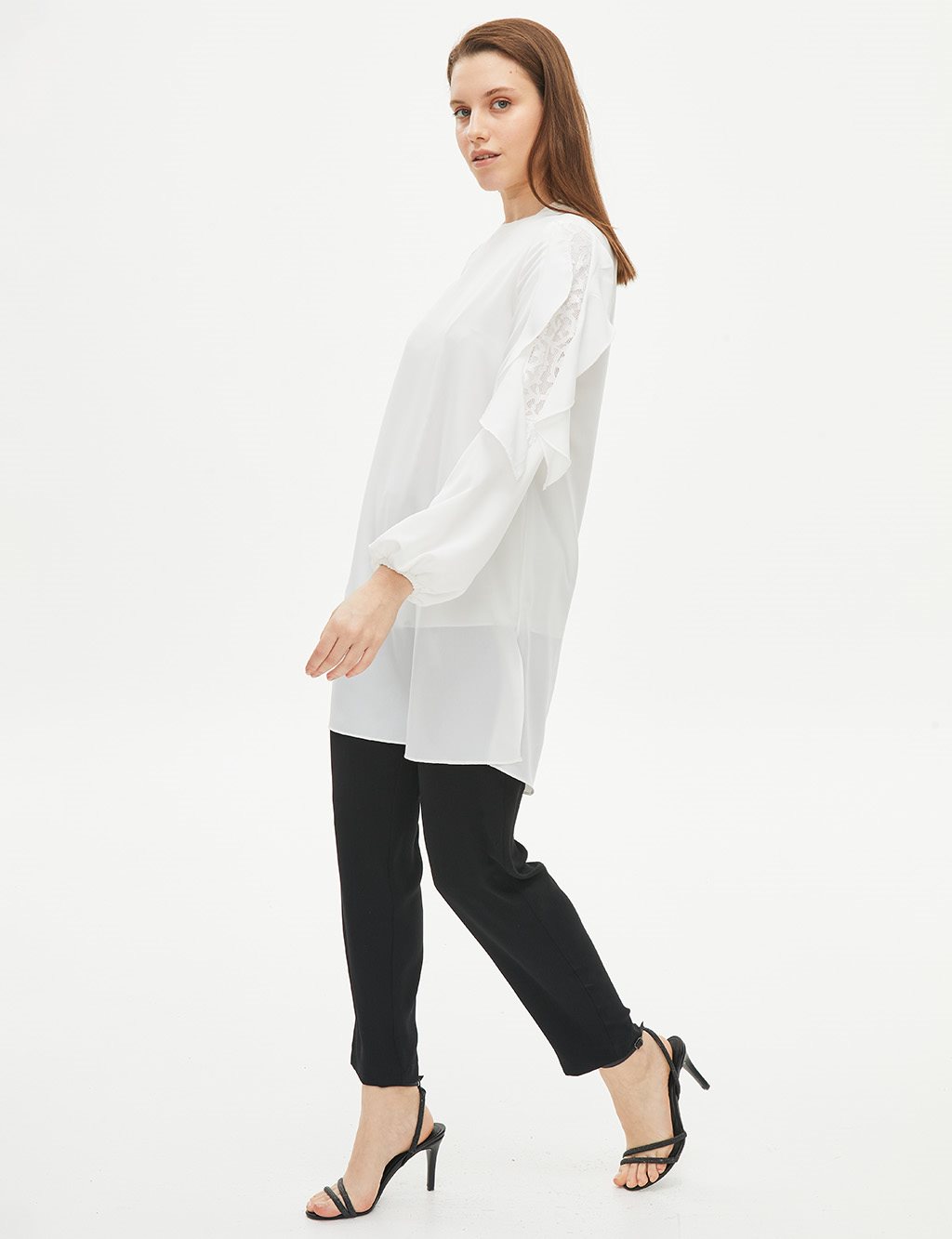 Ruffled Sleeves Tunic Ecru
