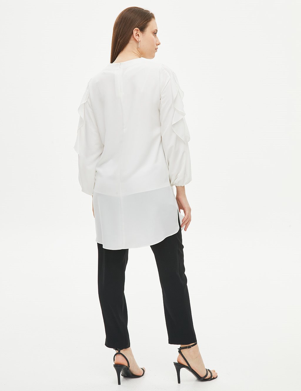 Ruffled Sleeves Tunic Ecru
