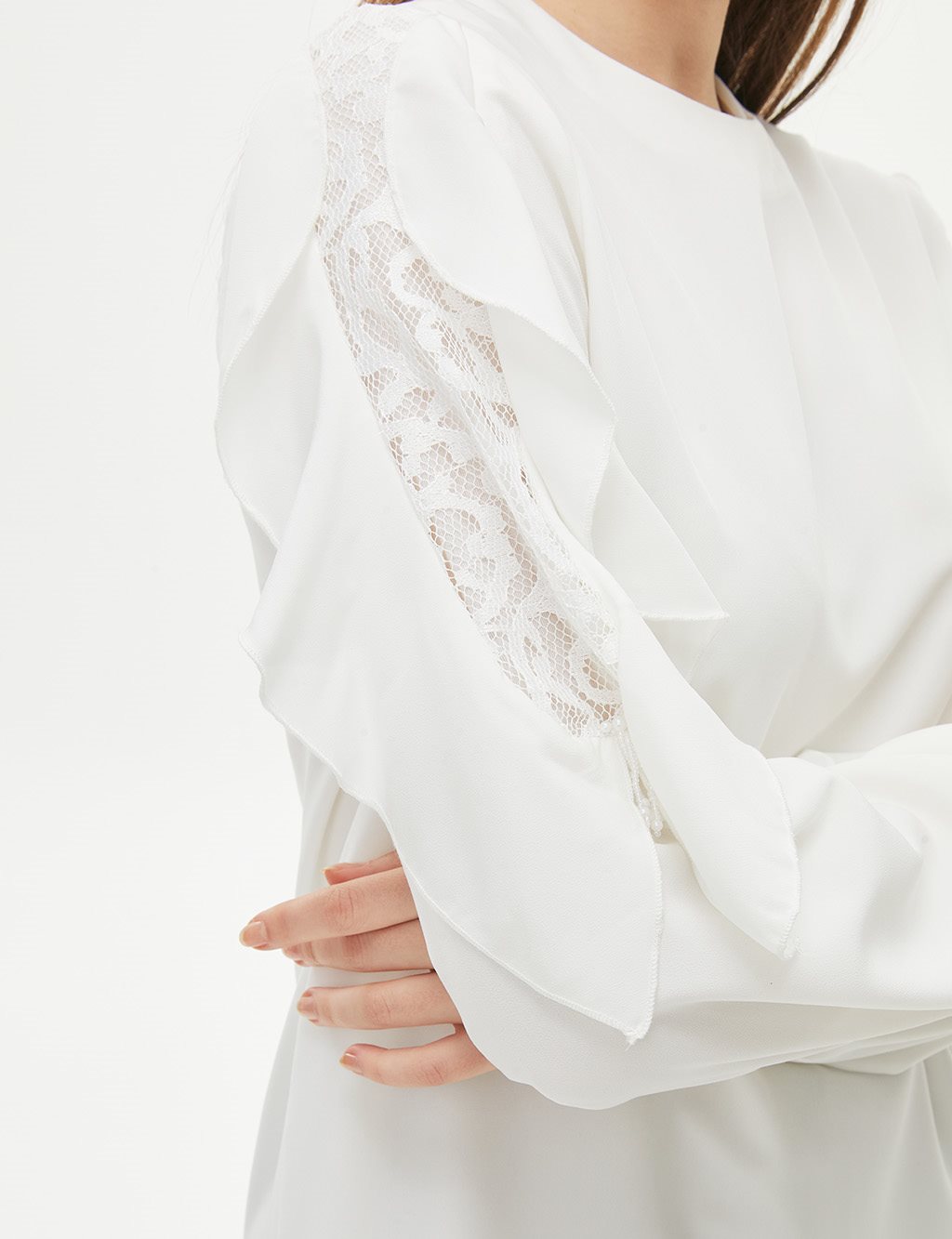 Ruffled Sleeves Tunic Ecru