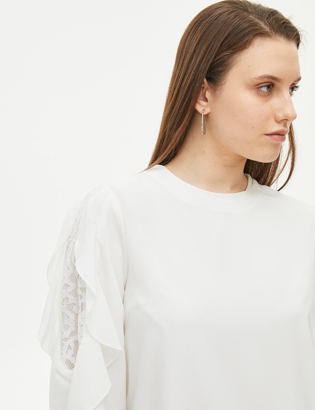 Ruffled Sleeves Tunic Ecru