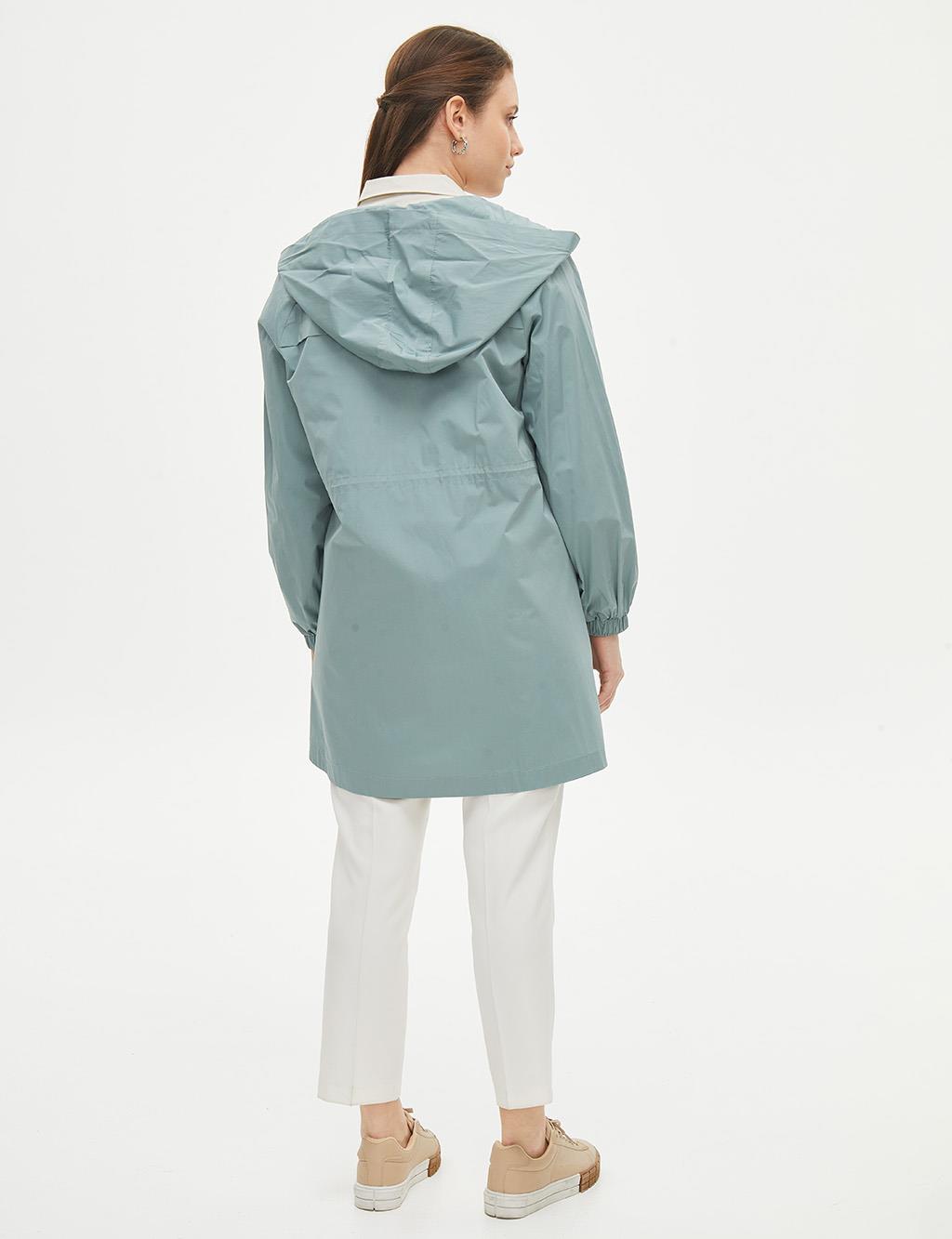  Lace Detailed Trench Coat Mint