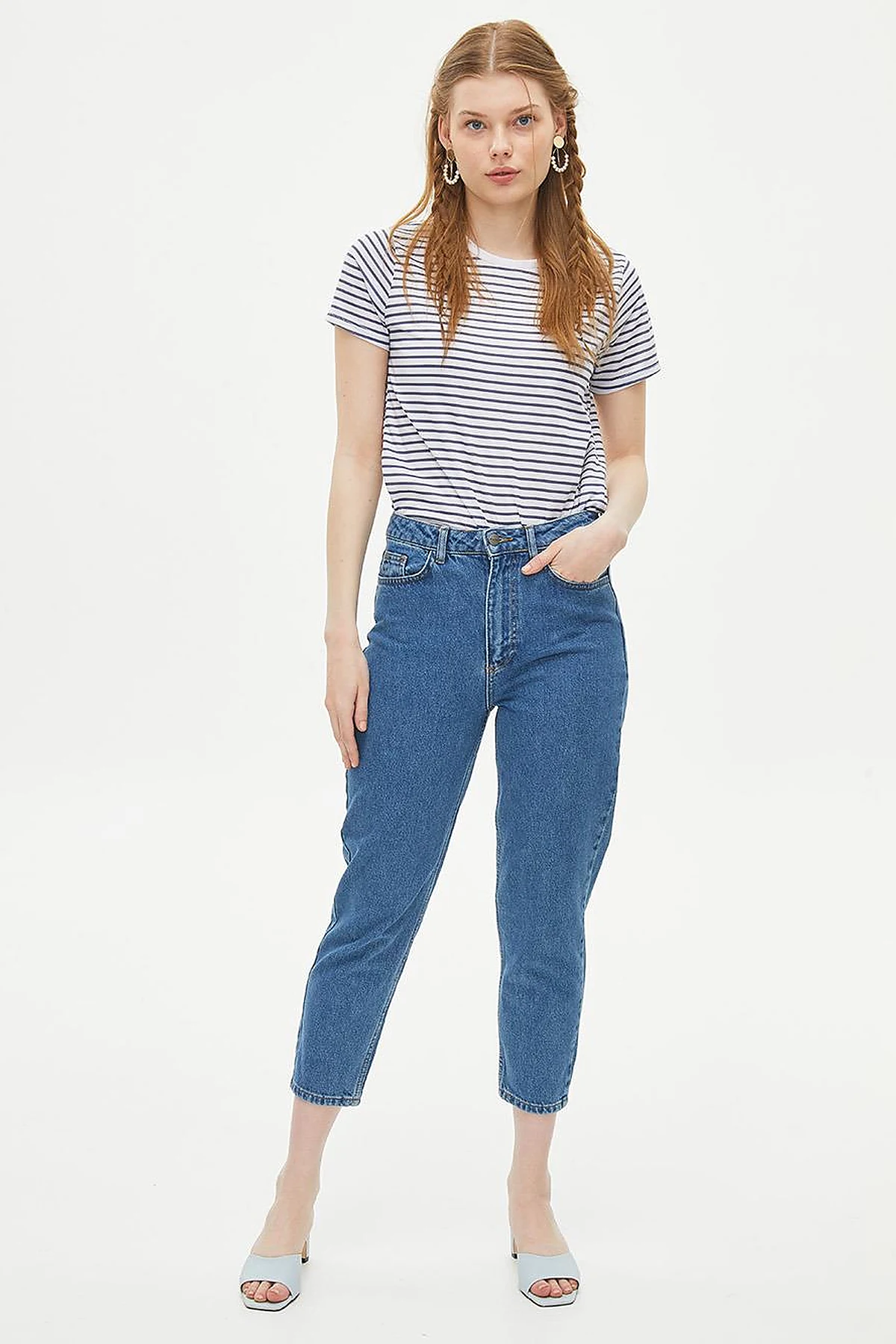 Havuç Kesim Denim Pantolon Mavi