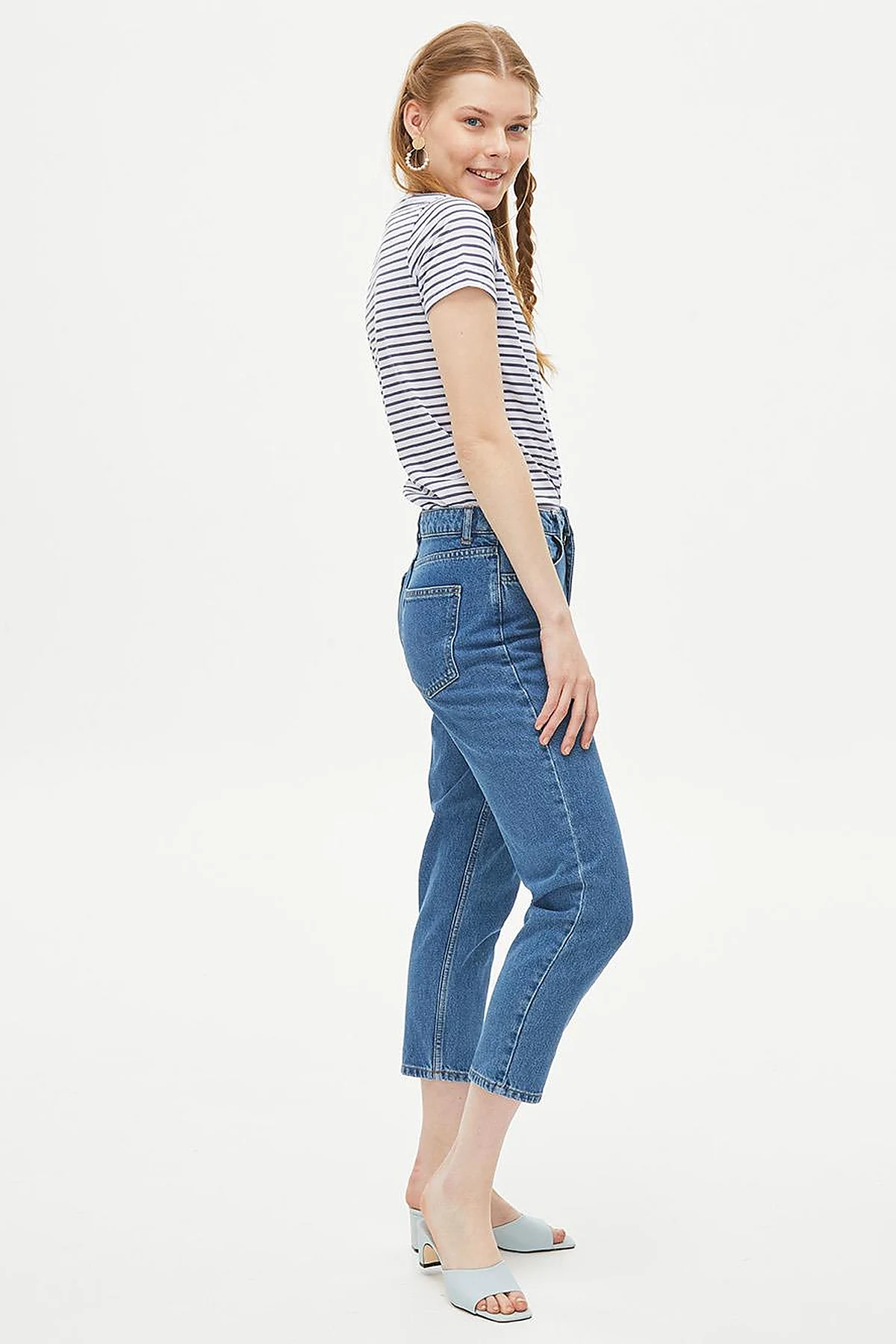Havuç Kesim Denim Pantolon Mavi