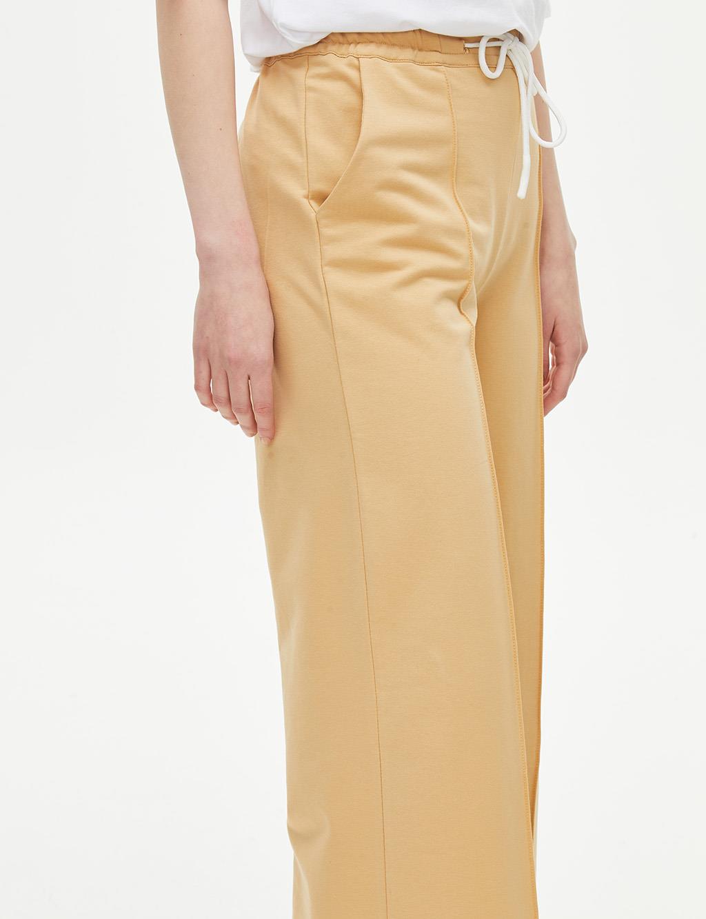 Elastic Waist 2 Thread Pants Beige