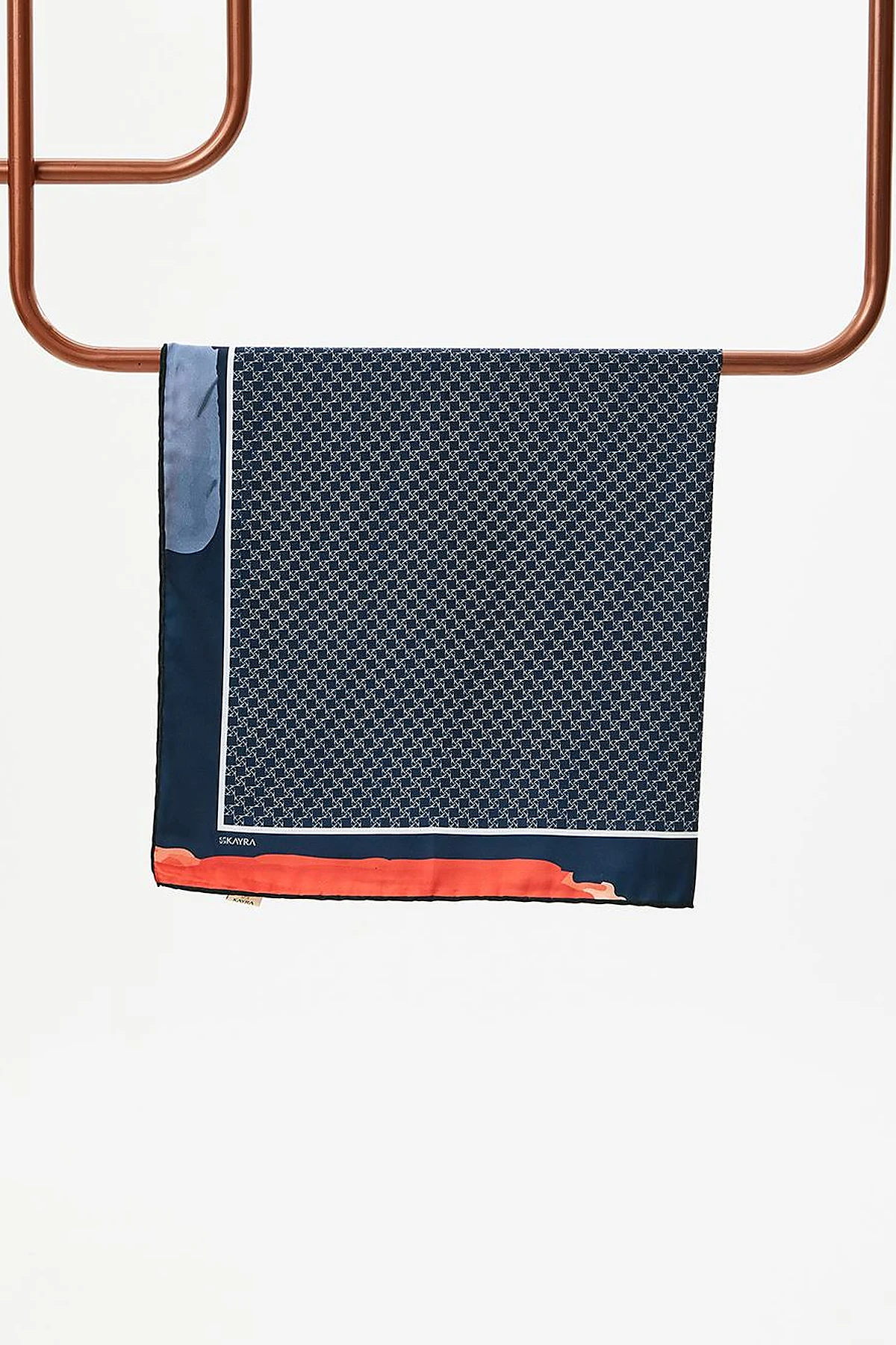 Framed Abstract Pattern Monogram Scarf Navy