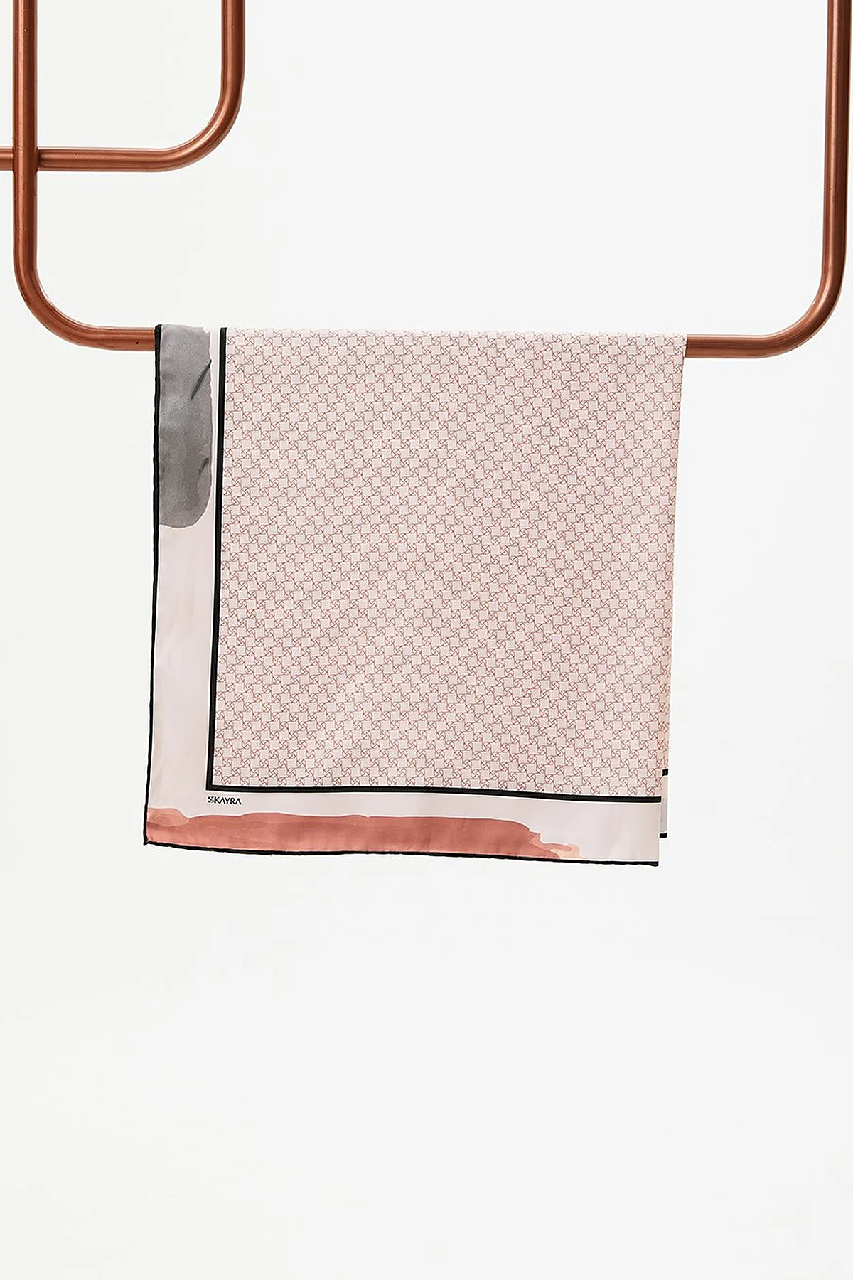Framed Abstract Pattern Monogram Scarf Beige