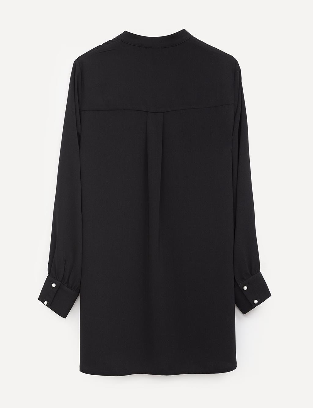 Embroidered Judge Collar Blouse Black