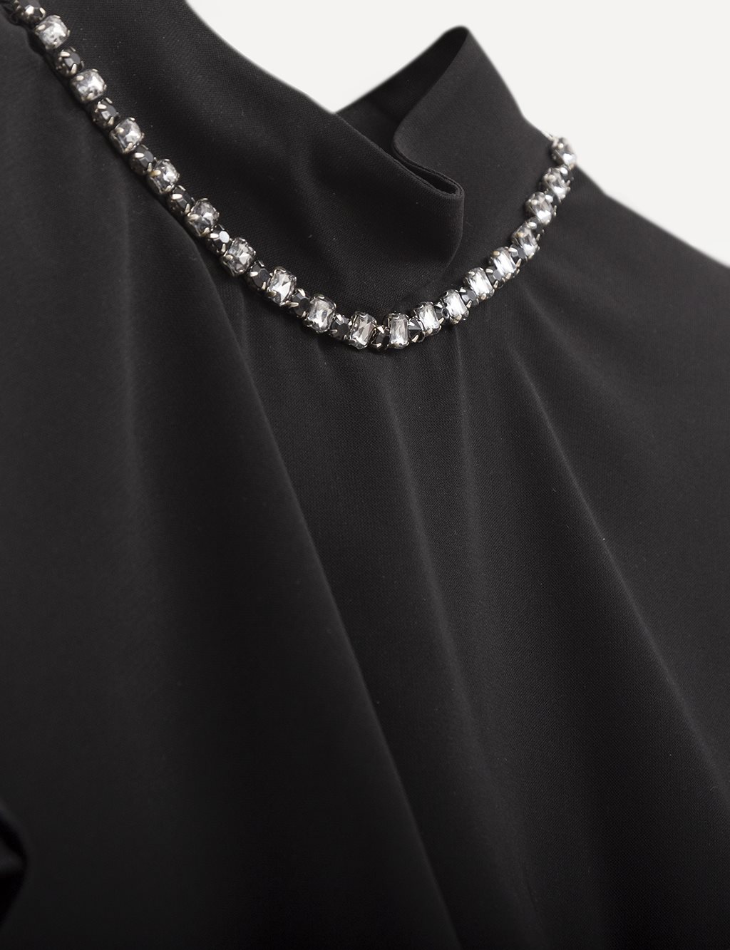 Frilly Grandad Collar Dress Black