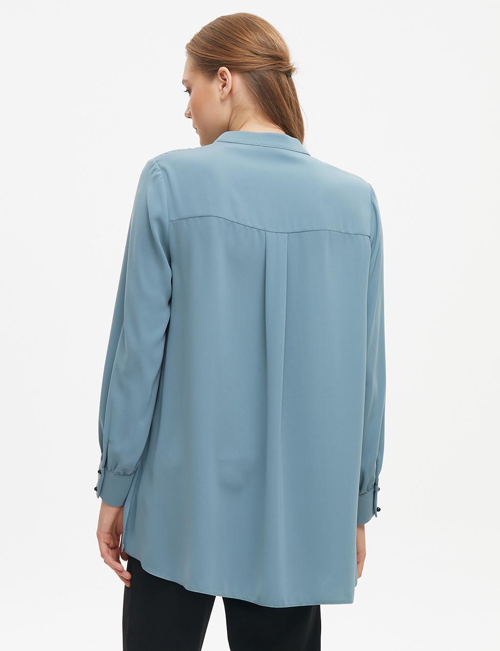 Embroidered Judge Collar Blouse Mint