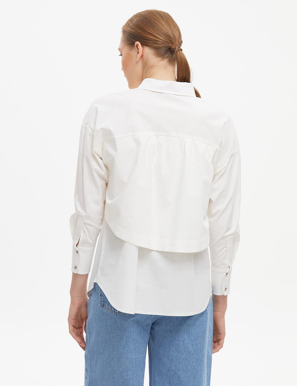 Layered Poplin Shirt White