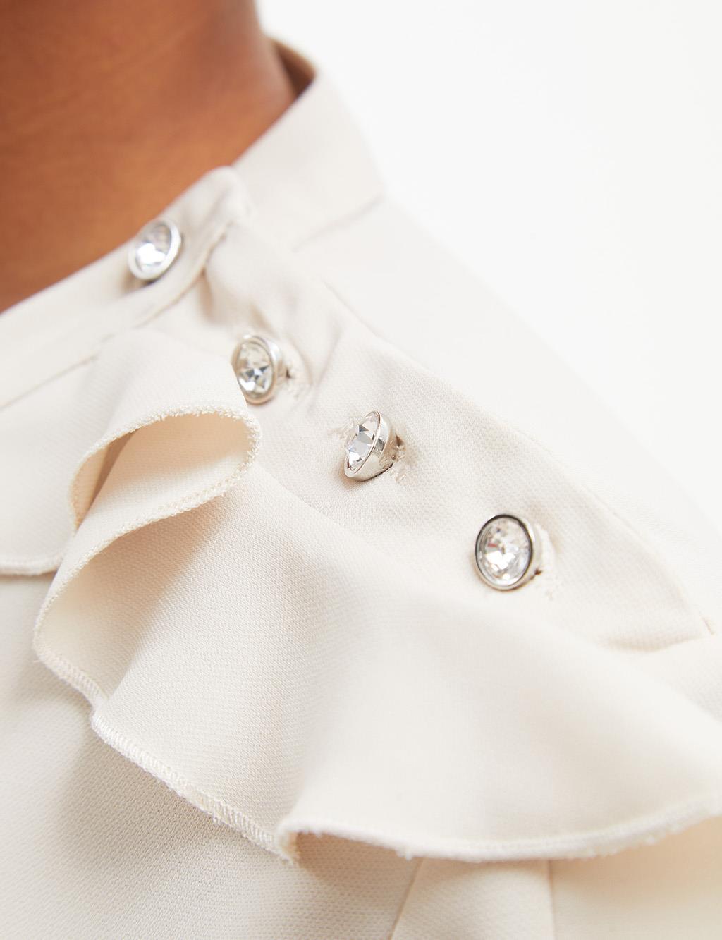Rope Belted Grandad Collar Tunic Stone