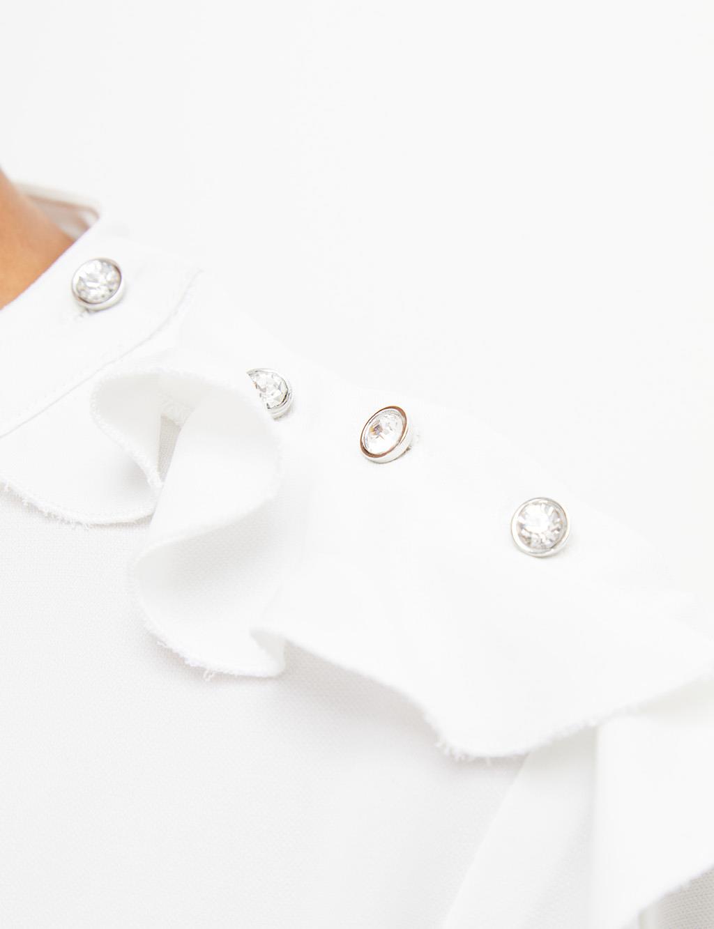 Rope Belted Grandad Collar Tunic White
