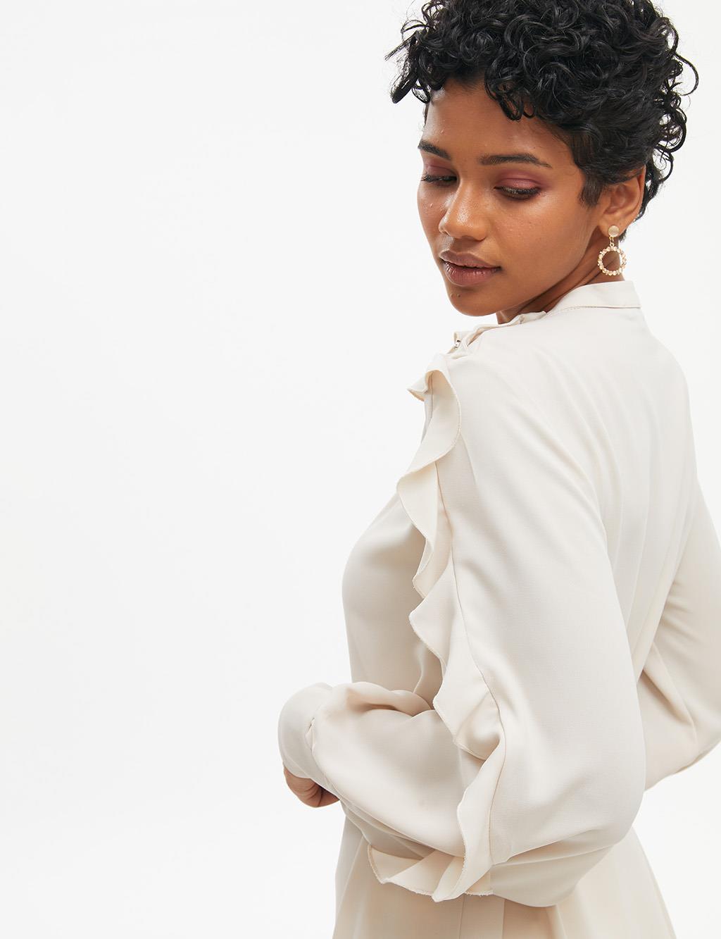 Rope Belted Grandad Collar Tunic Stone