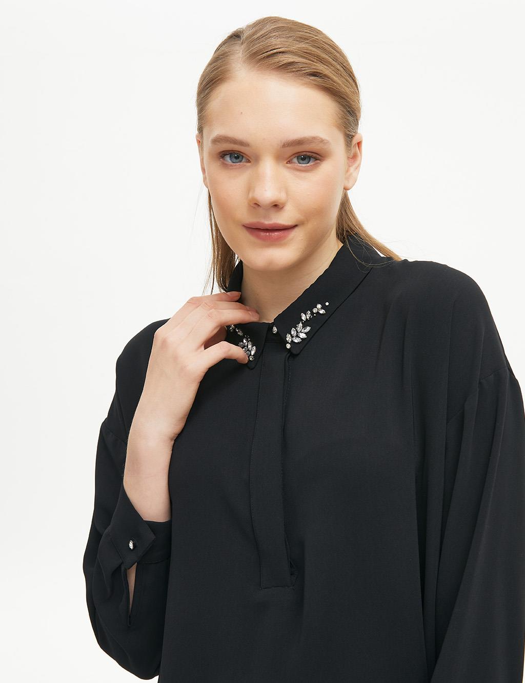 Bead Embroidered Tunic Black