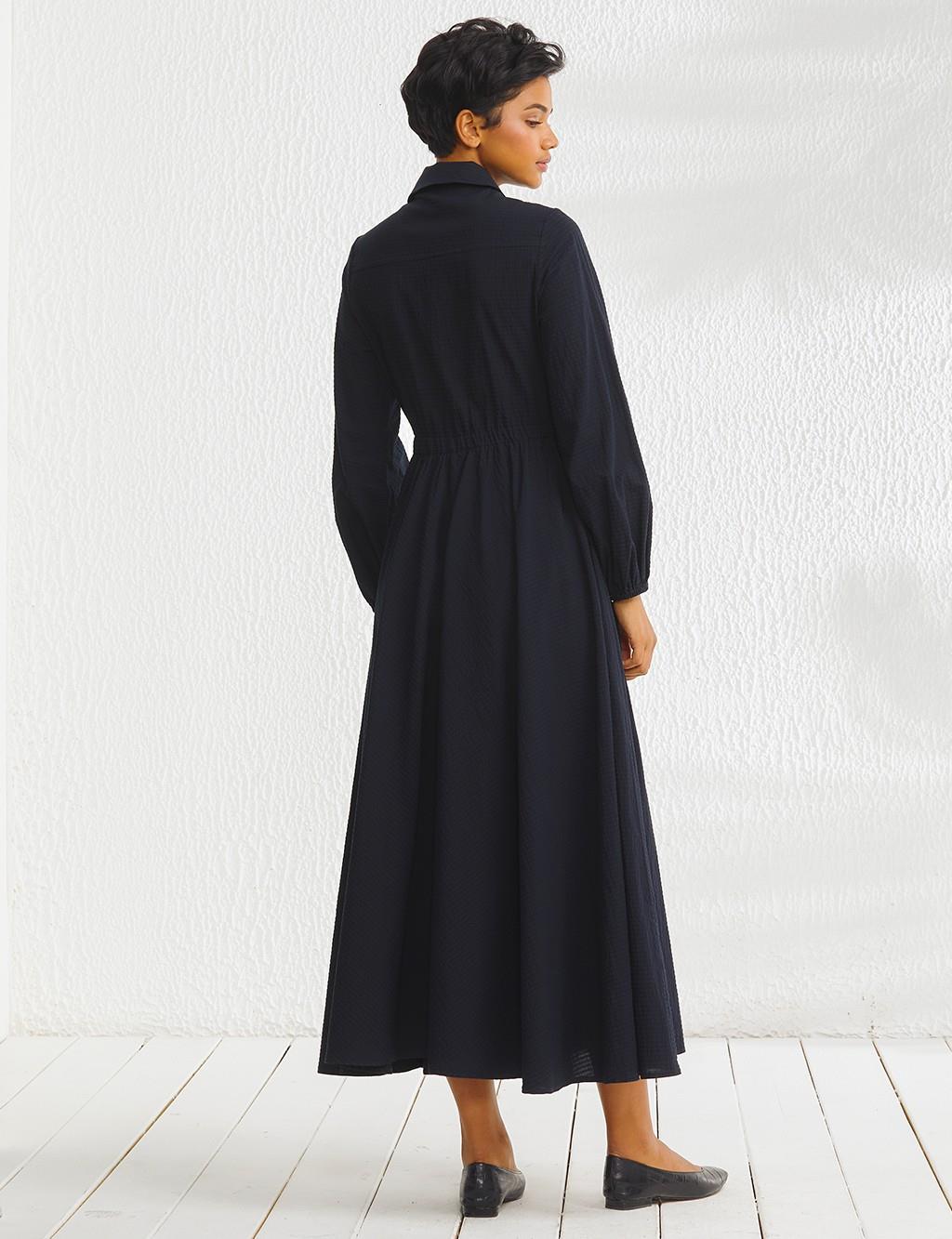 Textured Full Length Dress Black