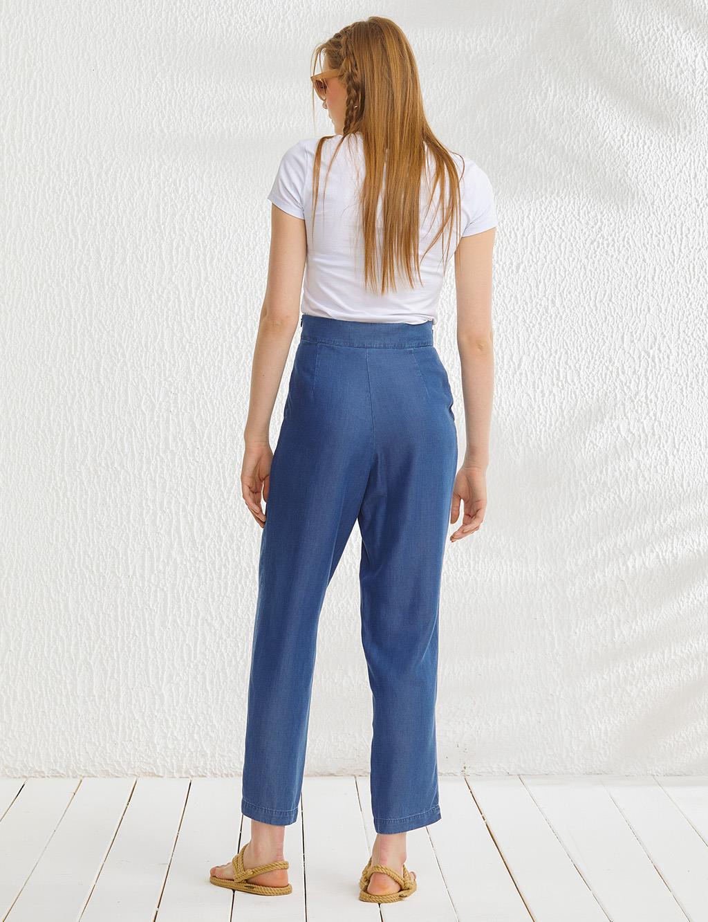 Pleated Casual Fit Pants Navy