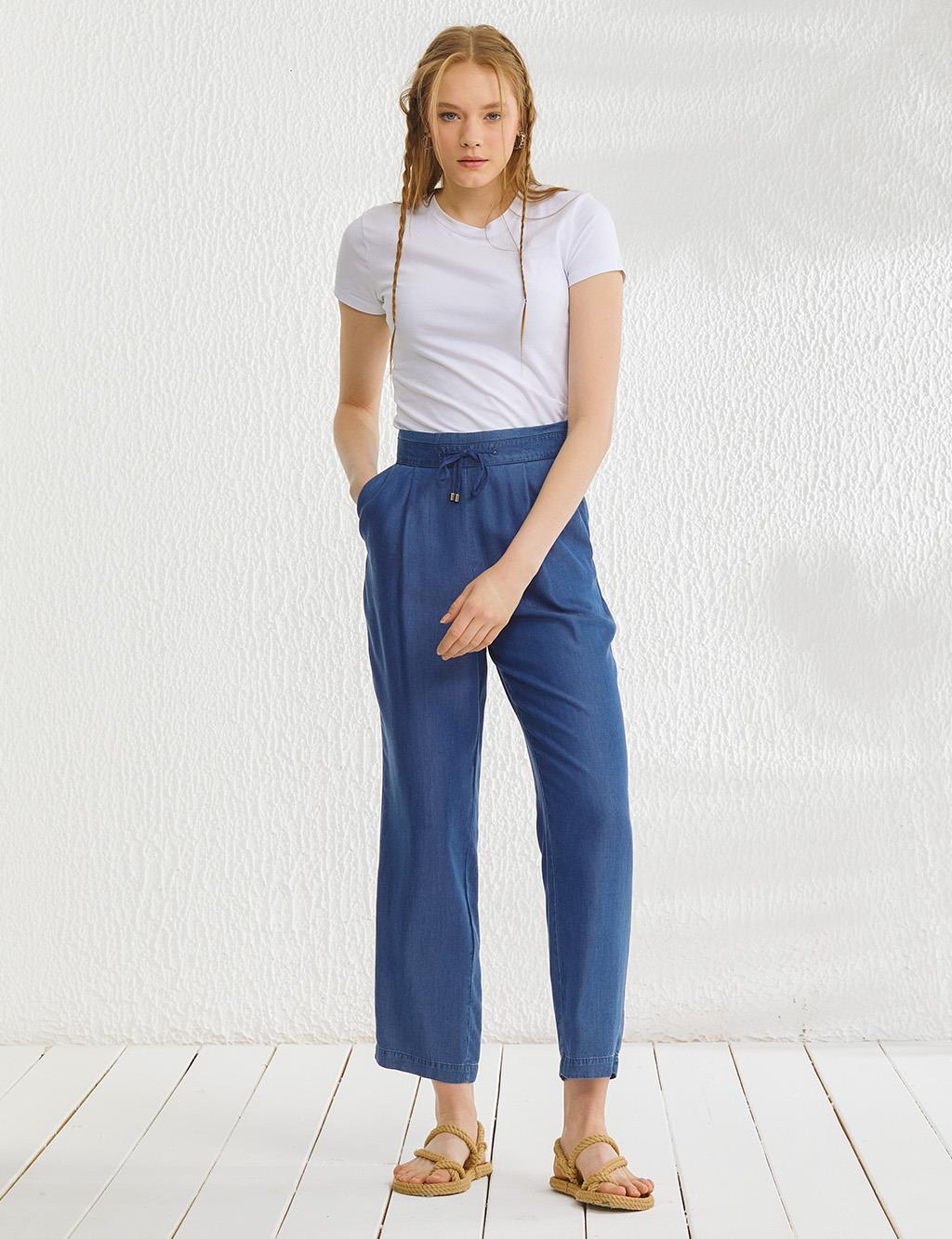 Pleated Casual Fit Pants Navy