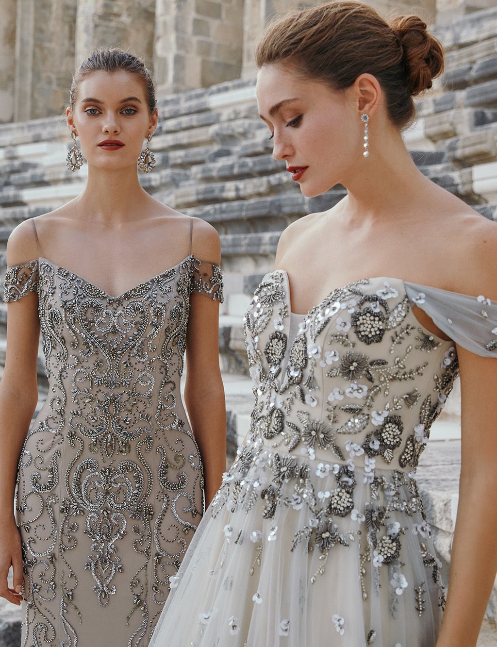 TIARA Dökümlü Straplez Abiye Badem Sütü