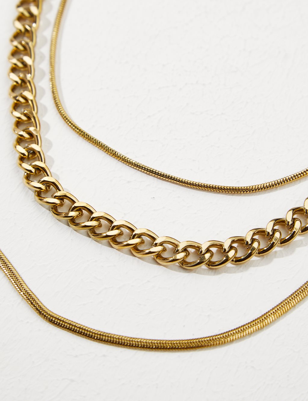Multi Flat Chain Necklace Gold Color