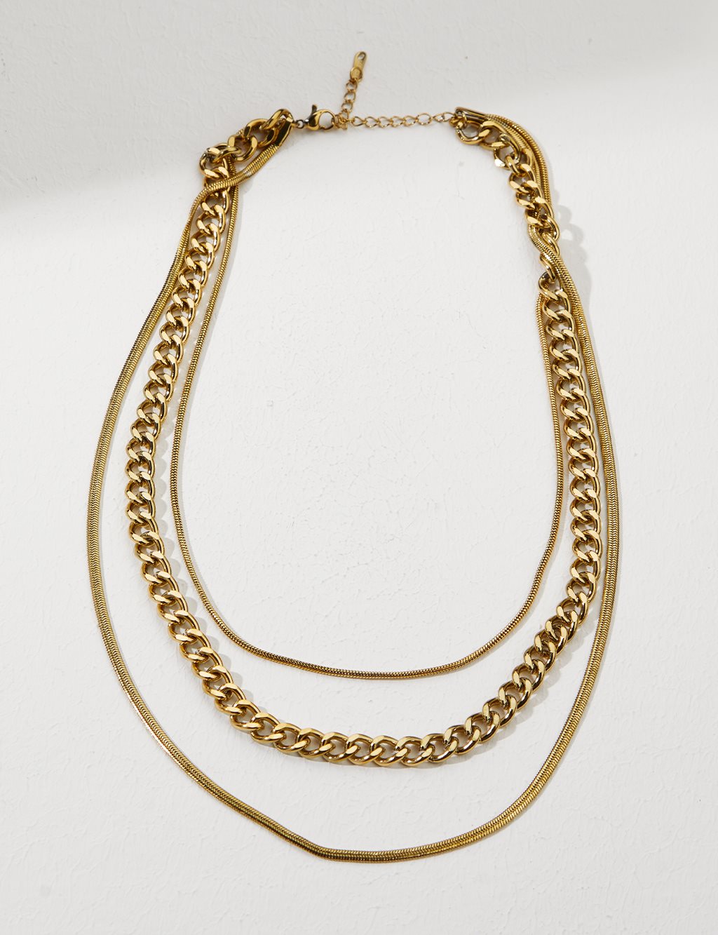 Multi Flat Chain Necklace Gold Color