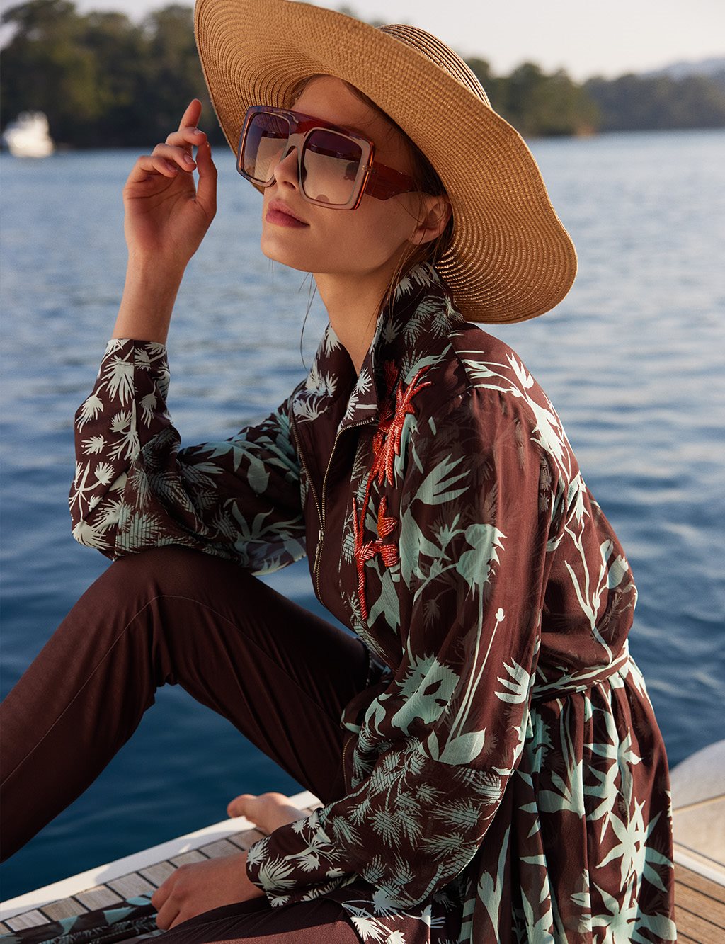 Tropical Patterned Pareo Brown