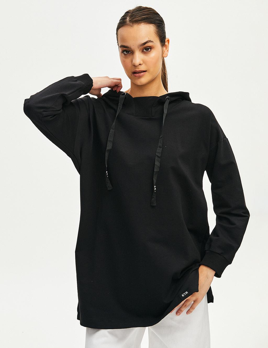 Hooded Two Yarn Sweatshirt Black