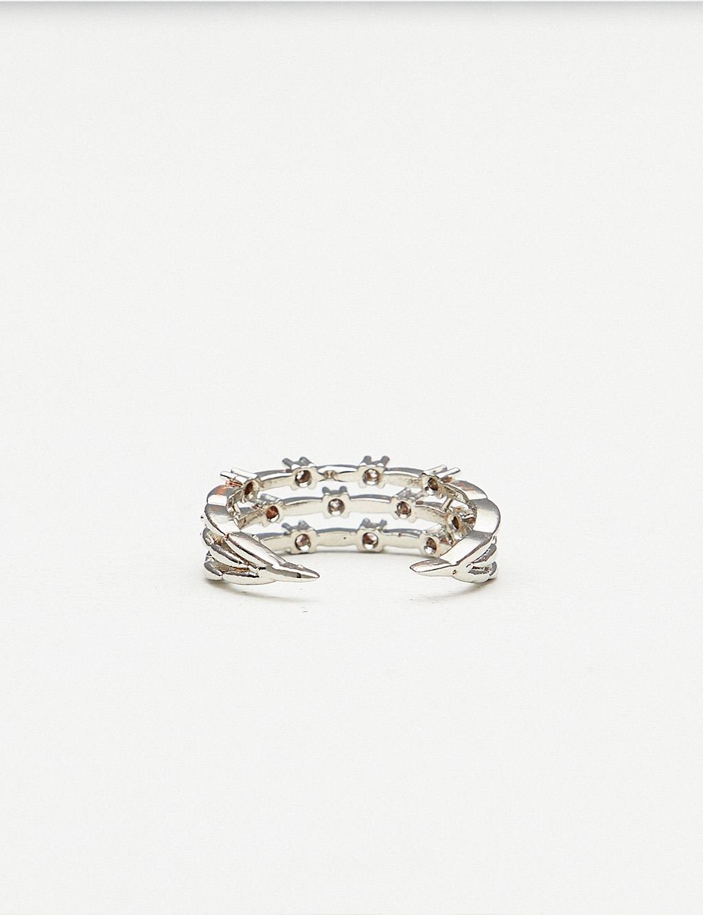 Adjustable Stone Ring Silver Color