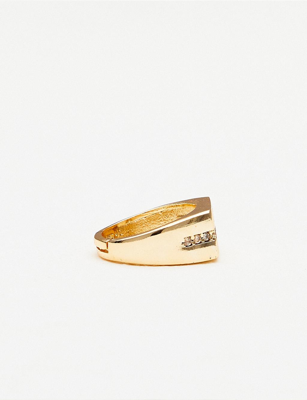 Stone Nut Ring Gold Color